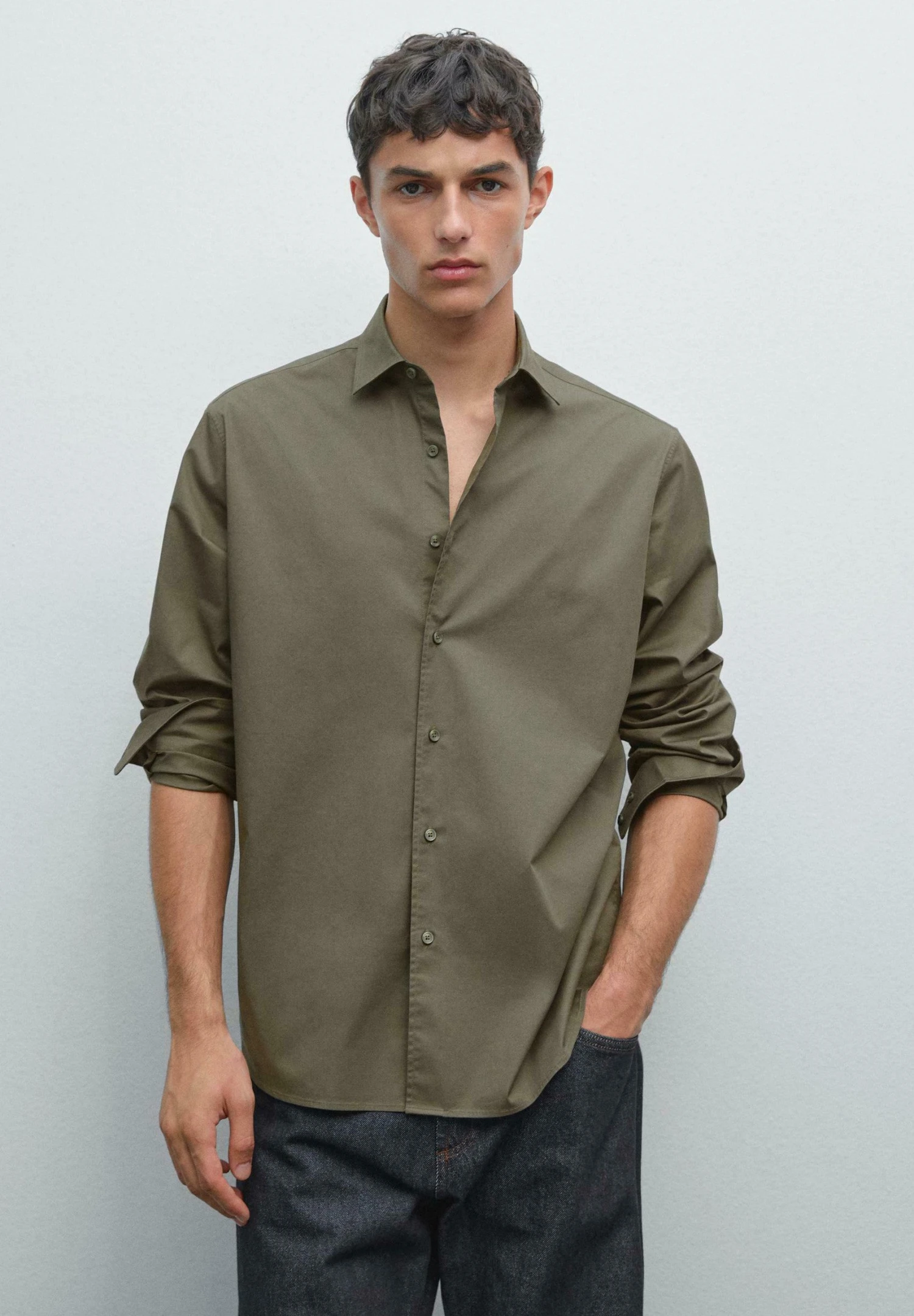 Massimo Dutti STRETCH COMFORT LONG SLEEVE - Shirt - Green 6 Massimo Dutti STRETCH COMFORT LONG SLEEVE - Shirt - Green - Image 4