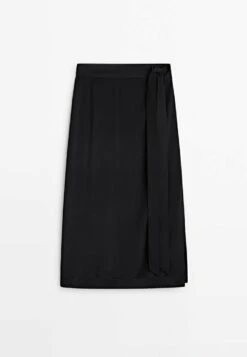 Massimo Dutti Contrast Flowing- A-Line Skirt - Black -Massimo Dutti Shop 4b482143f13f4857a157ba11921baa4f