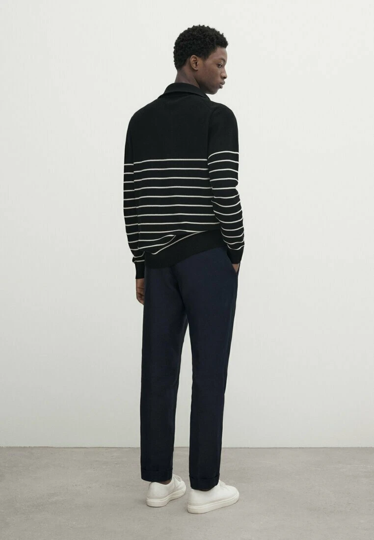 Massimo Dutti Striped Mock Neck With Zip- Jumper - Dark Blue 5 Massimo Dutti Striped Mock Neck With Zip- Jumper - Dark Blue - Image 3