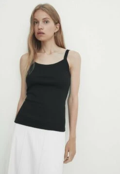 Massimo Dutti Mercerised - Top - Black