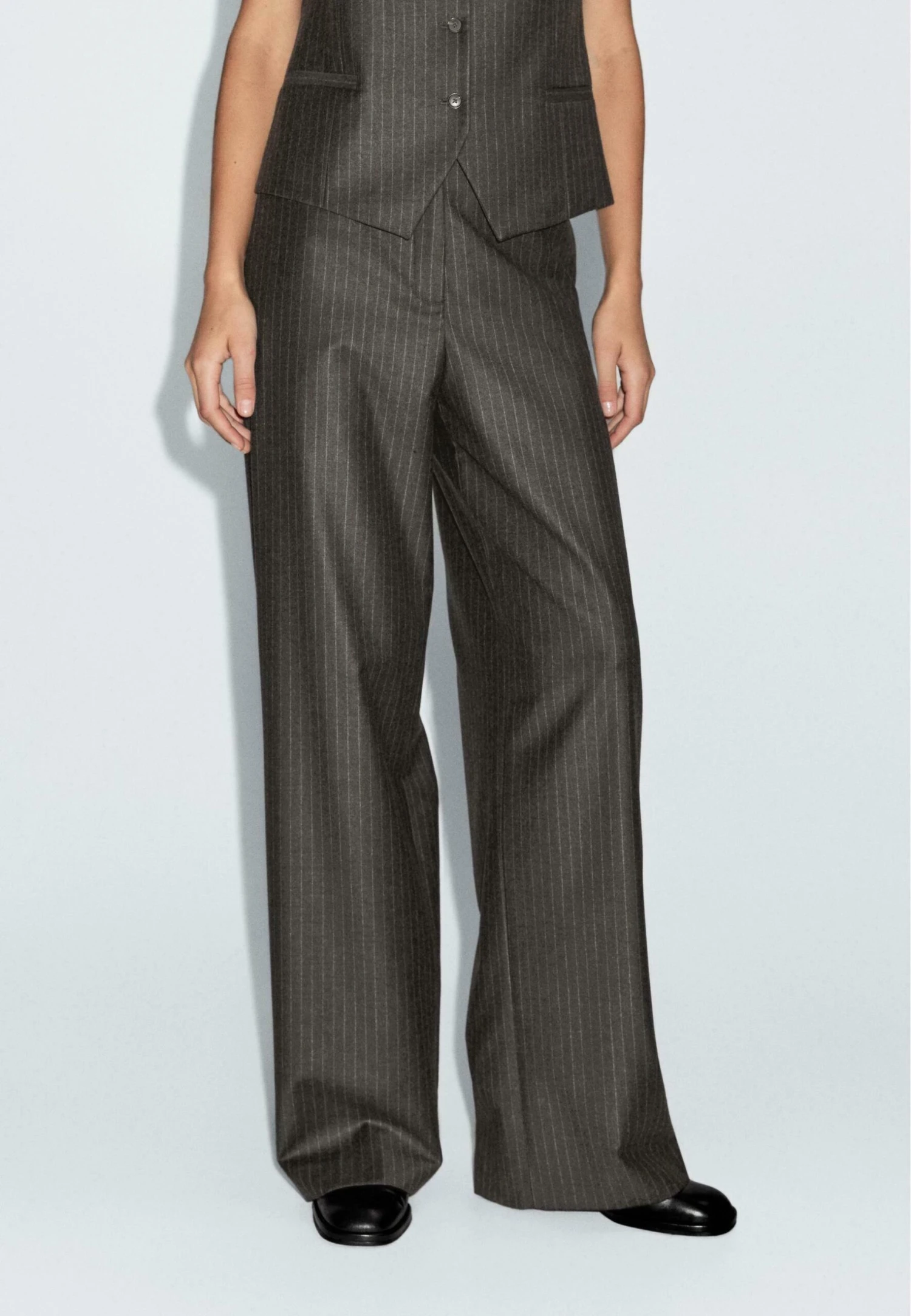 Massimo Dutti PINSTRIPE - Trousers - Mottled Dark Brown 3 Massimo Dutti PINSTRIPE - Trousers - Mottled Dark Brown