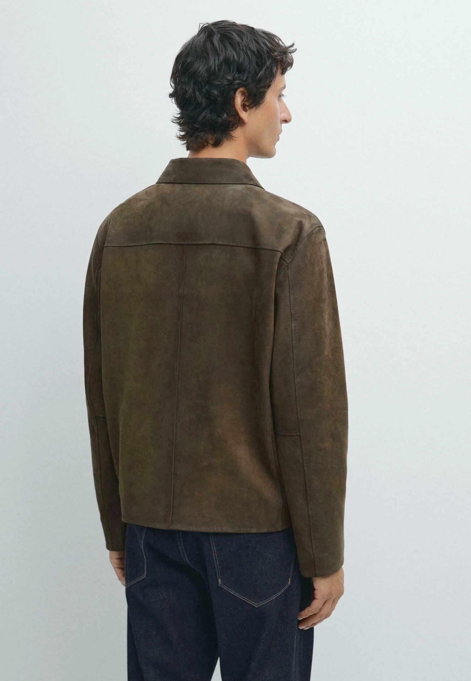 Massimo Dutti Leather Jacket - Mottled Dark Green 5 Massimo Dutti Leather Jacket - Mottled Dark Green - Image 3