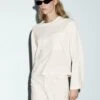Massimo Dutti OVERSIZE LONG SLEEVE WITH POCKET DETAILS - Long Sleeved Top - White