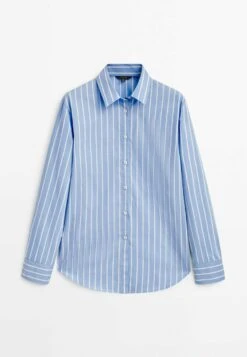 Massimo Dutti With Double Stripe- Button-Down Blouse - Blue -Massimo Dutti Shop 4c0c5786205b456a9587c7cf4ec73839