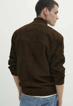 Massimo Dutti Leather Jacket - Khaki -Massimo Dutti Shop 4c1f223a215144d098b03dc6b976d5da