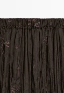 Massimo Dutti LONG PLEATED WITH EMBROIDERED DETAIL - Maxi Skirt - Dark Brown -Massimo Dutti Shop 4c41545bc12a4c41bf918deee166a56c