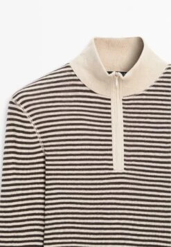 Massimo Dutti STRIPED QUARTER-ZIP - Zip-up Sweatshirt - Beige -Massimo Dutti Shop 4c76b9c003634972a660138c6bfbeb06