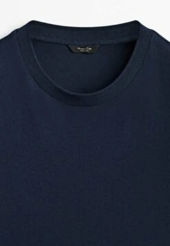 Massimo Dutti Textured Short Sleeve - Basic T-Shirt - Blue -Massimo Dutti Shop 4c96e66e3d2048d38306b5ec898d7739