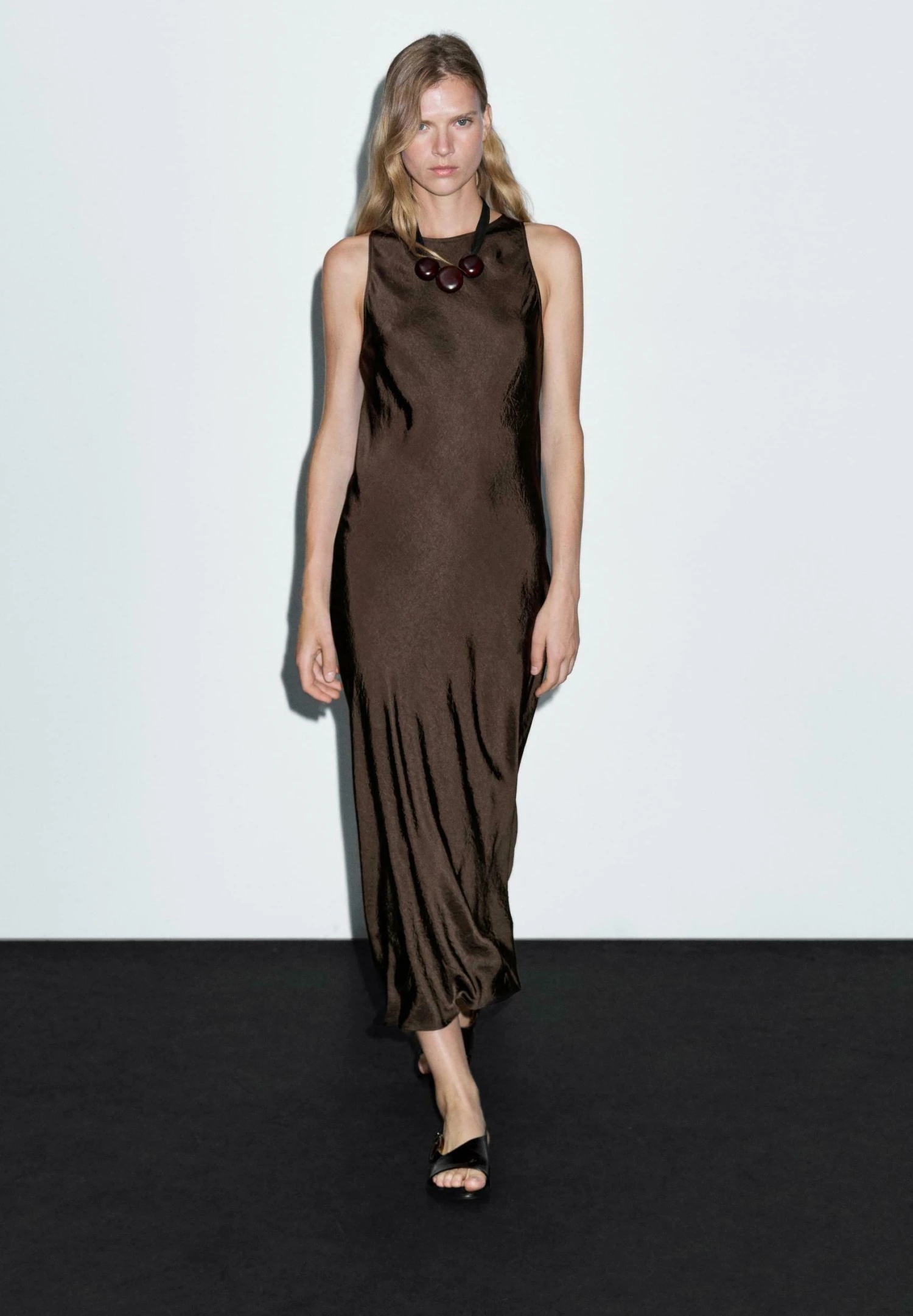 Massimo Dutti LONG HALTER NECK - Day Dress - Mottled Dark Brown 8 Massimo Dutti LONG HALTER NECK - Day Dress - Mottled Dark Brown - Image 6