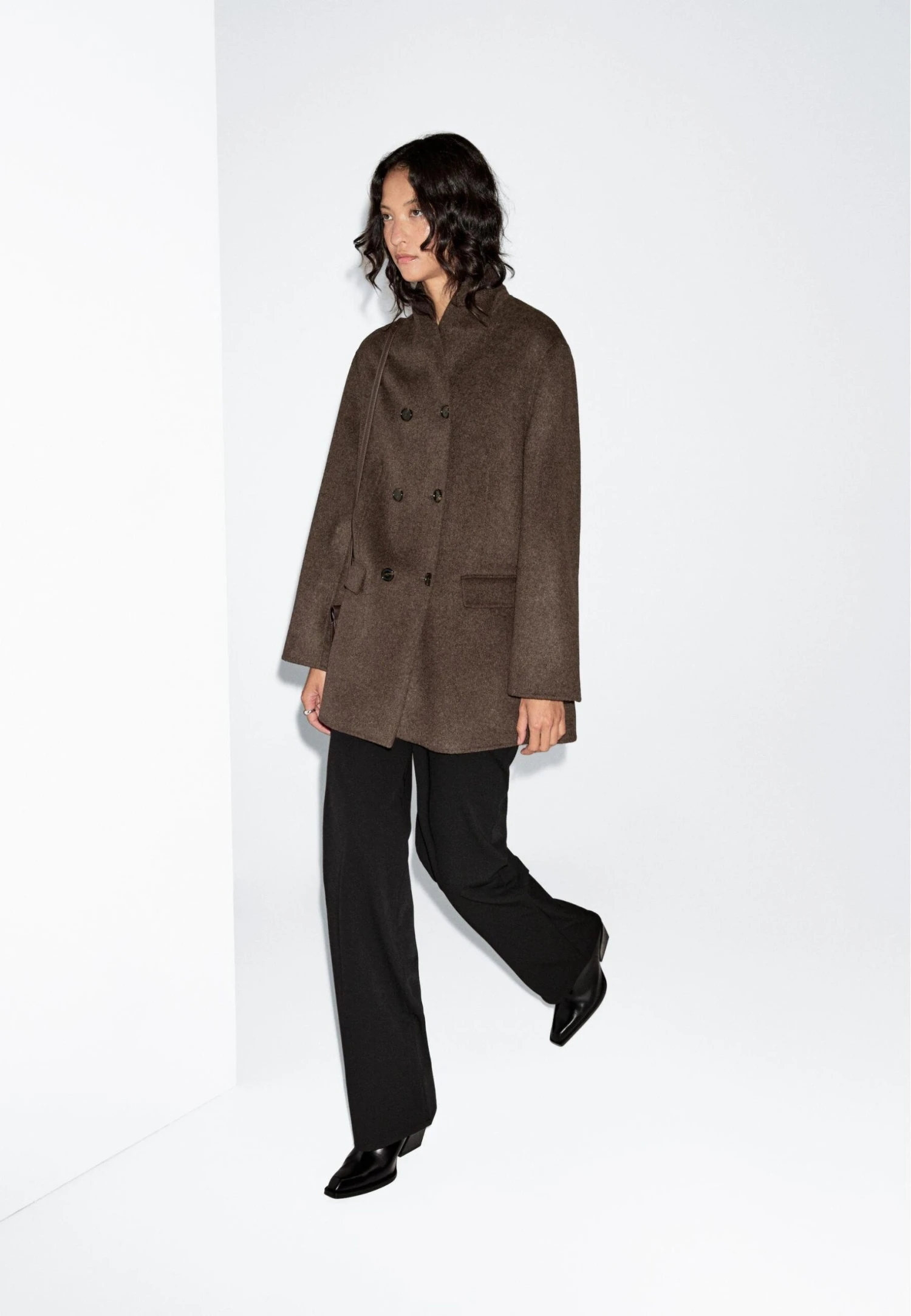 Massimo Dutti TUXEDO COLLAR - Classic Coat - Brown 7 Massimo Dutti TUXEDO COLLAR - Classic Coat - Brown - Image 5