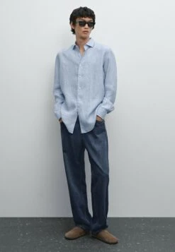 Massimo Dutti REGULAR FIT STRIPED GARMENT - Shirt - Mottled Light Blue -Massimo Dutti Shop 4cf2d32218614b28a98bc3fa8ec75b25