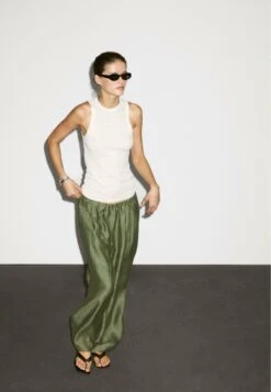 Massimo Dutti STRAIGHT FIT FLOWING - Trousers - Green -Massimo Dutti Shop 4d03c237397c4ecc8e318baaef4fcfca