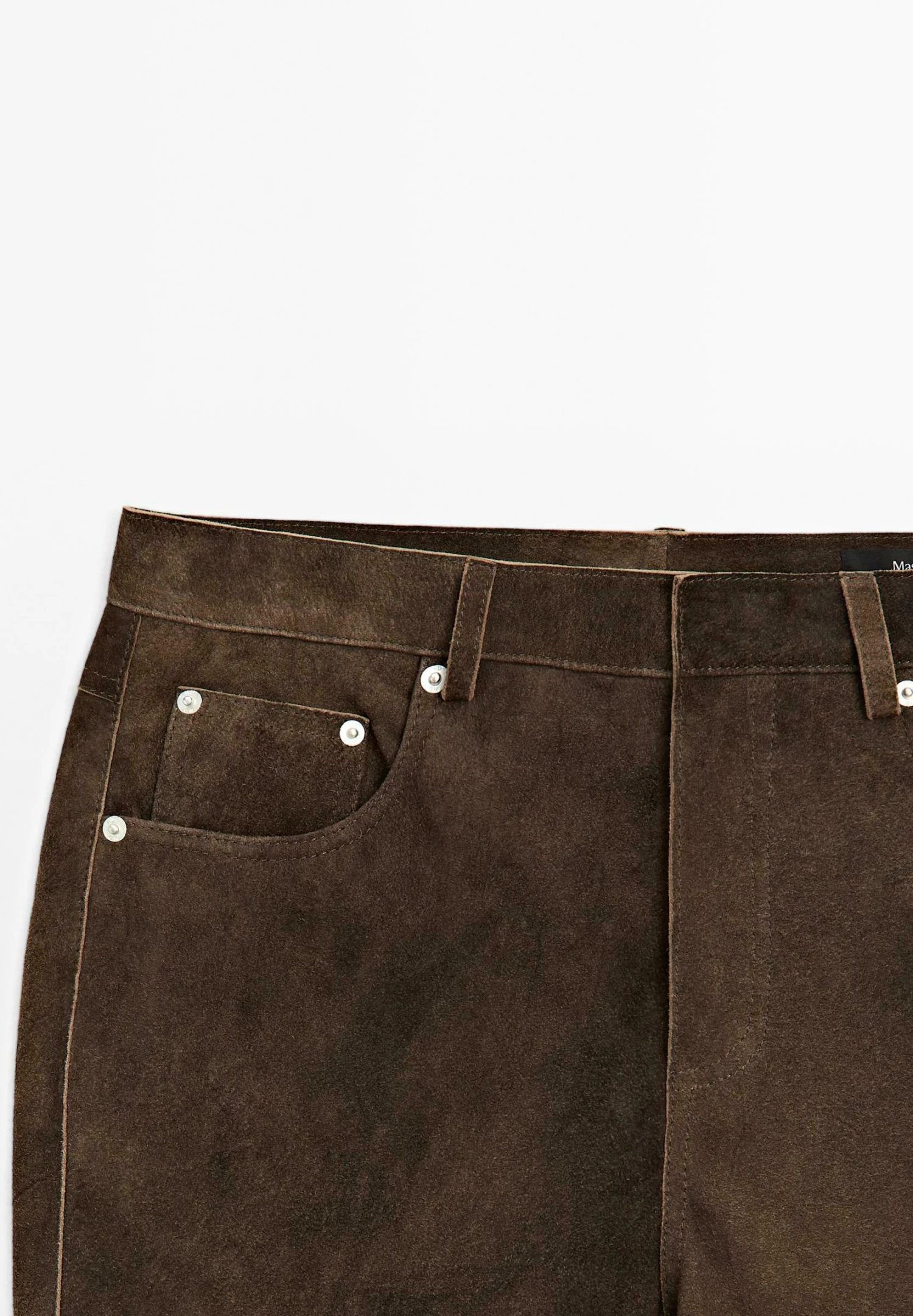 Massimo Dutti SUEDE FINISH - Leather Trousers - Dark Brown 10 Massimo Dutti SUEDE FINISH - Leather Trousers - Dark Brown - Image 8