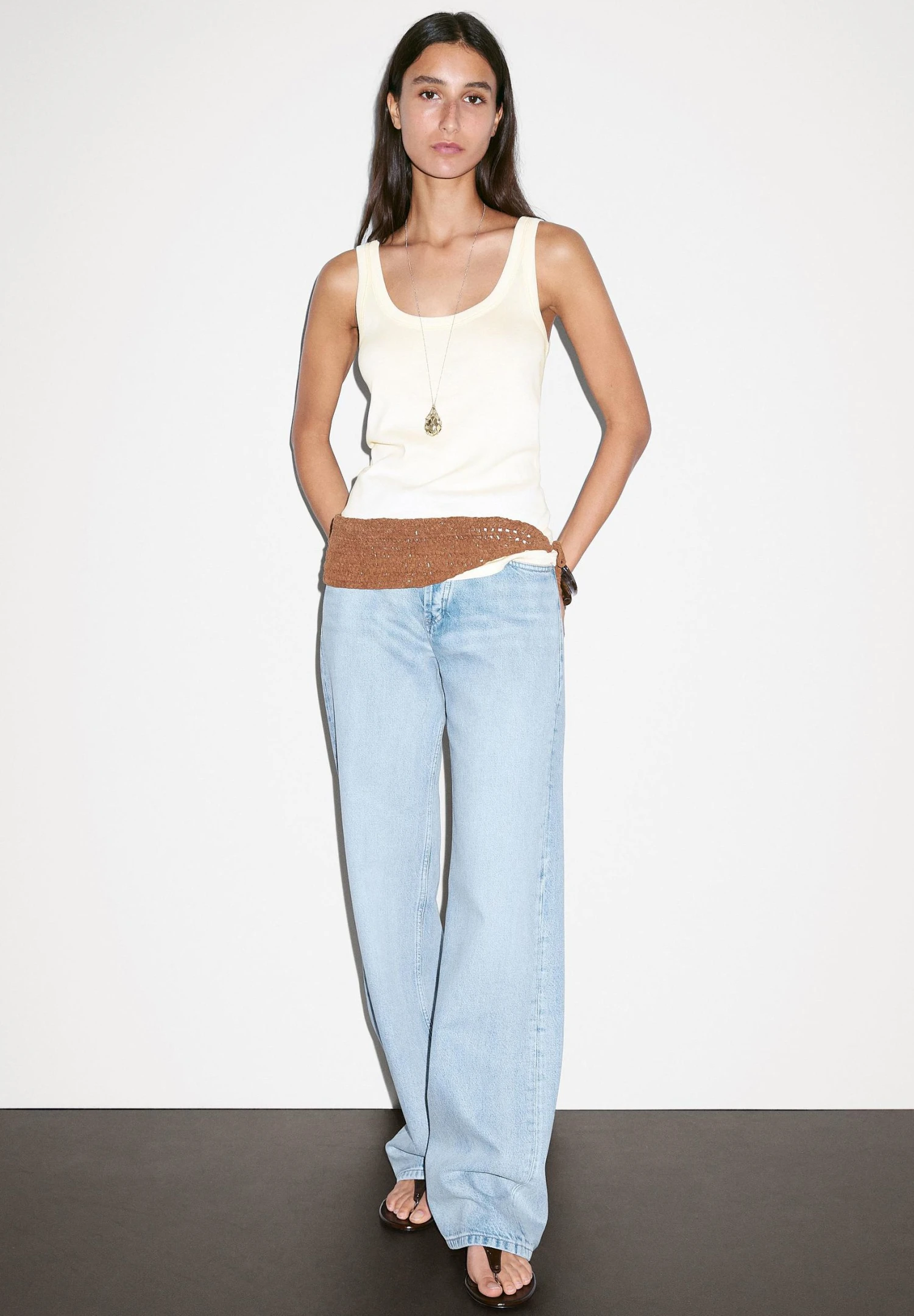 Massimo Dutti STRAPPY ROUND NECK - Top - Beige 4 Massimo Dutti STRAPPY ROUND NECK - Top - Beige - Image 2