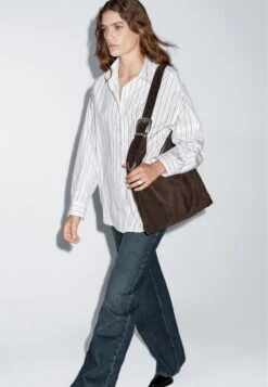 Massimo Dutti LOOSE-FITTING STRIPED - Button-down Blouse - White