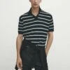 Massimo Dutti Short Sleeve Striped - Polo Shirt - Dark Blue -Massimo Dutti Shop 4d311ce981b64a33887a75d18f3cc777