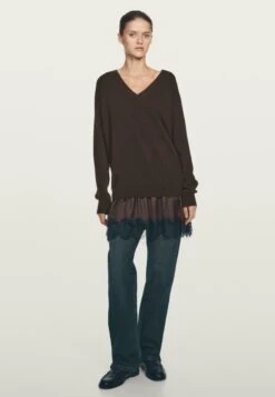 Massimo Dutti WITH CONTRAST - Jumper Dress - Dark Brown