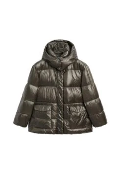 Massimo Dutti SHORT WATER-REPELLENT PUFFER WITH HOOD - Down Jacket - Mottled Green -Massimo Dutti Shop 4dc5abf407074791ac772e4315257912