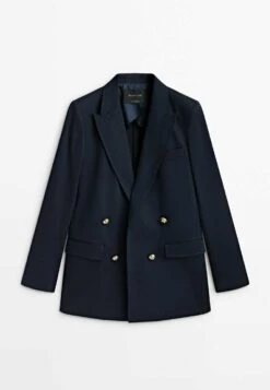 Massimo Dutti Mock Double-Breasted Buttoned - Short Coat - Dark Blue -Massimo Dutti Shop 4dce5e431eab4c67bc4e5d28f9f72f8d