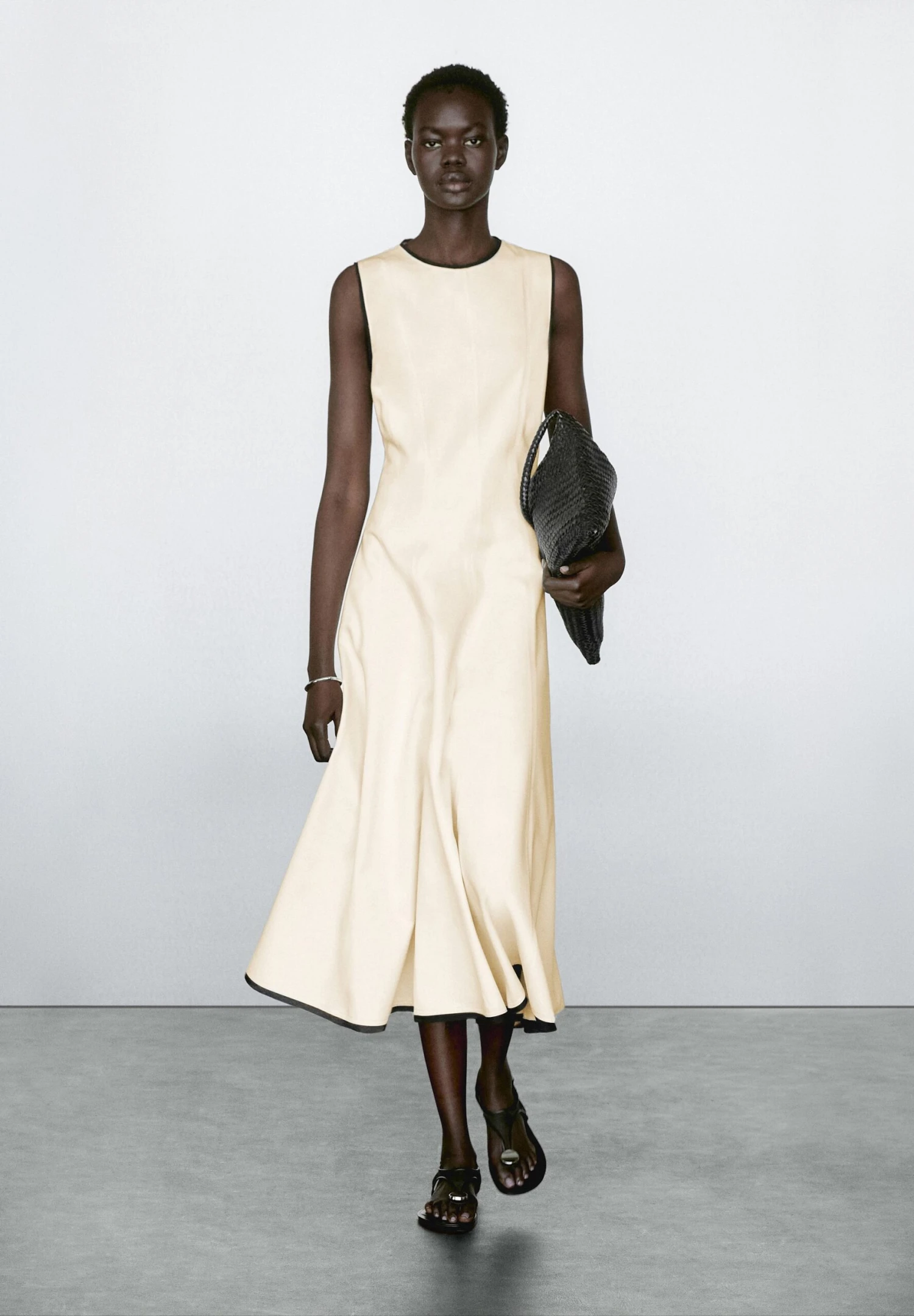 Massimo Dutti FLOUNCE WITH CONTRAST TRIMS - Day Dress - Beige 3 Massimo Dutti FLOUNCE WITH CONTRAST TRIMS - Day Dress - Beige