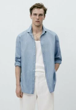 Massimo Dutti Chambray - Shirt - Light Blue