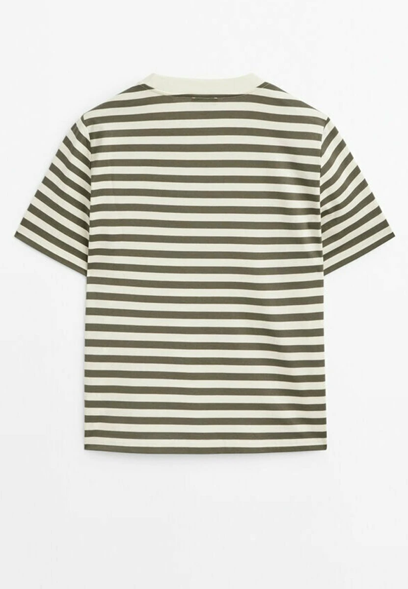 Massimo Dutti Short Sleeve Striped - Print T-Shirt - Khaki 9 Massimo Dutti Short Sleeve Striped - Print T-Shirt - Khaki - Image 7