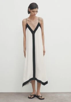Massimo Dutti Strappy With Contrast V Neck - Maxi Dress