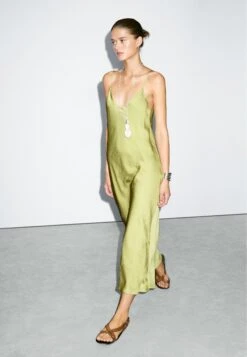 Massimo Dutti FLOWING SATIN MIDI - Cocktail Dress / Party Dress - Light Green