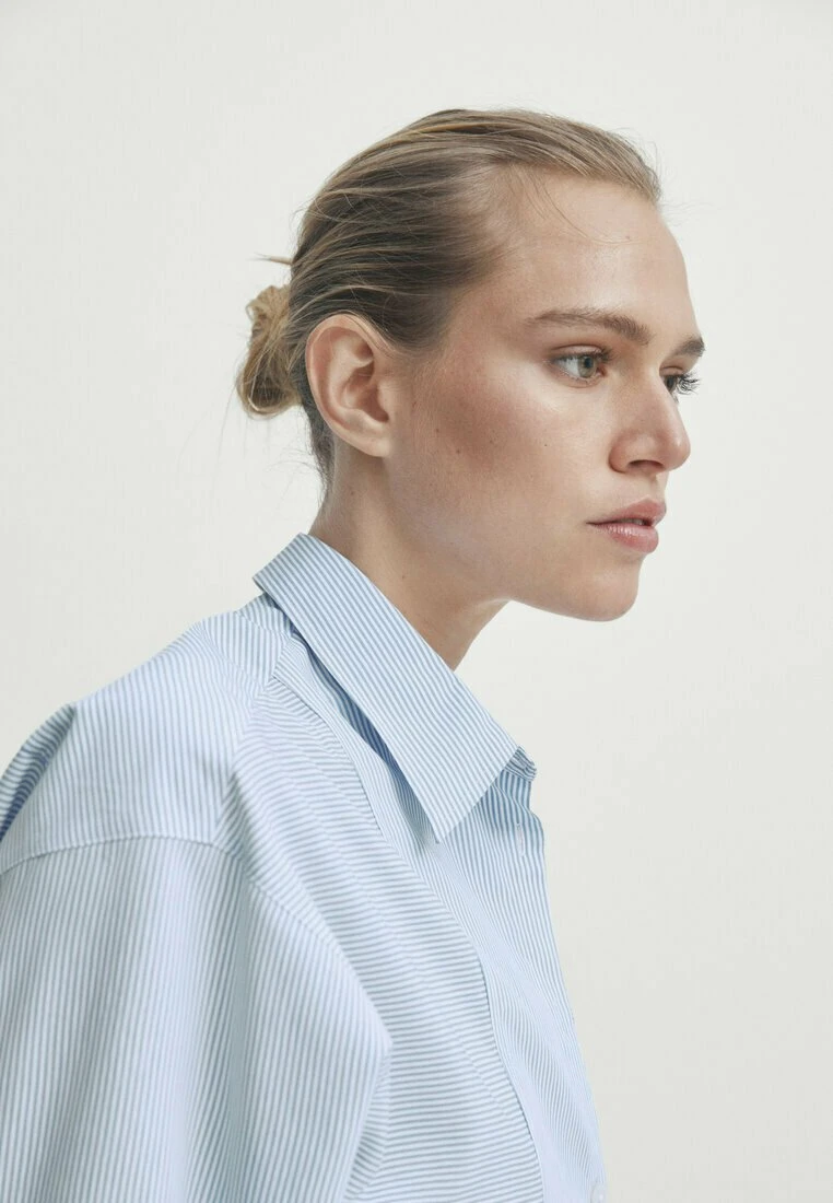 Massimo Dutti Striped With Chest Detailing - Button-Down Blouse - Light Blue 5 Massimo Dutti Striped With Chest Detailing - Button-Down Blouse - Light Blue - Image 3