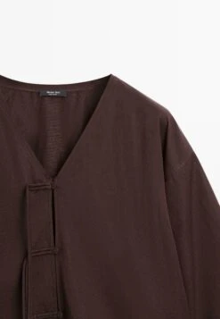Massimo Dutti CROPPED GARMENT WITH DRAWSTRING DETAIL - Blouse - Dark Brown -Massimo Dutti Shop 4e8a1d1ea9f84413844689eb9f4d46a8