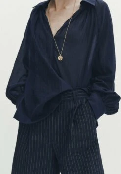 Massimo Dutti Voile With Gathered Details - Blouse - Dark Blue -Massimo Dutti Shop 4e8f908f2a3c48d8b1e37993ce547472