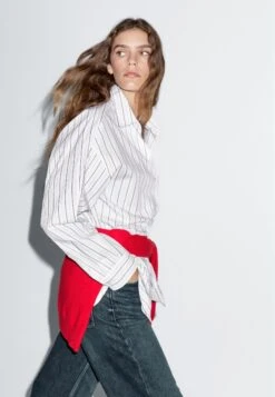 Massimo Dutti LOOSE-FITTING STRIPED - Button-down Blouse - White -Massimo Dutti Shop 4e9b97781d724408add4fd3d4e261b7d