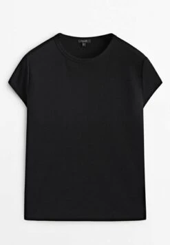 Massimo Dutti Mercerised - Basic T-Shirt - Black -Massimo Dutti Shop 4eda7650ccf44f66b135be21287f3be6