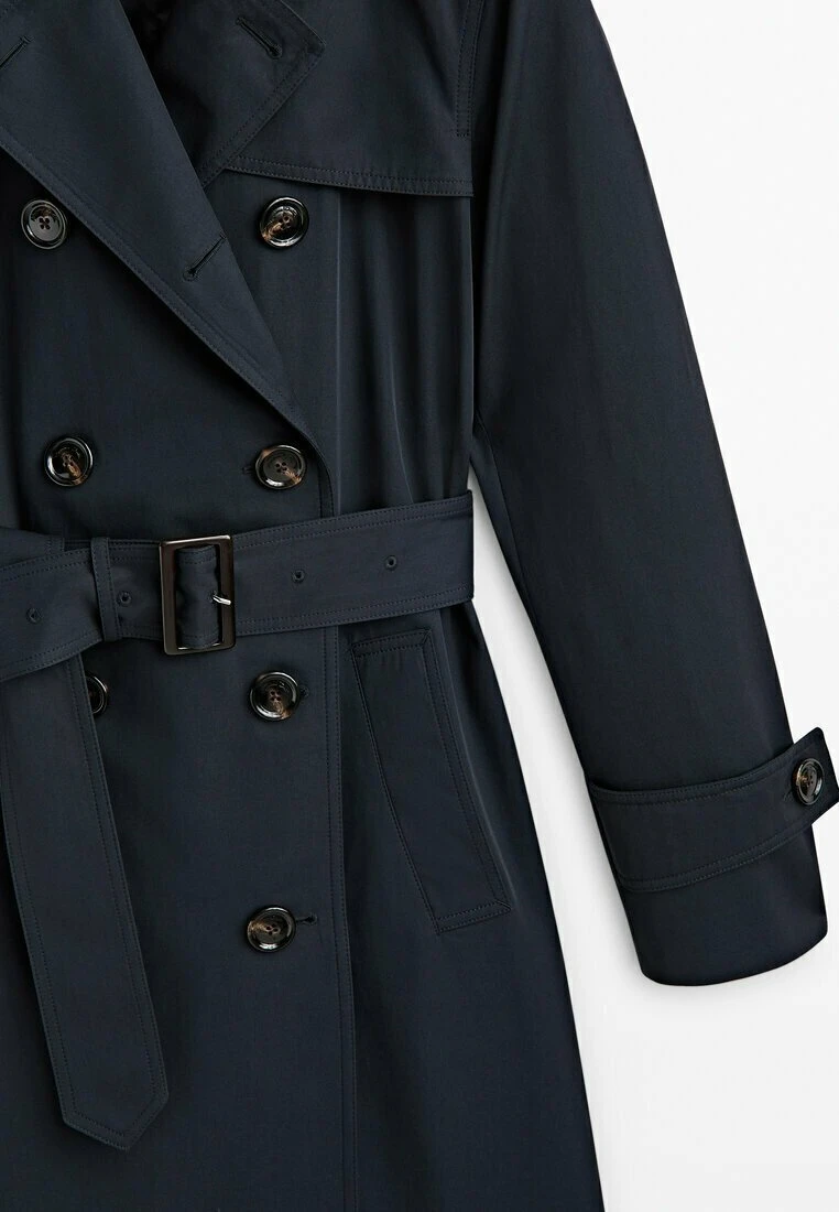 Massimo Dutti With Belt- Trenchcoat - Dark Blue 9 Massimo Dutti With Belt- Trenchcoat - Dark Blue - Image 7