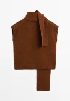 Massimo Dutti SLEEVELESS V-NECK WITH SCARF - Jumper - Brown -Massimo Dutti Shop 4f20e89f4a3f467da46f8f3ee5846781