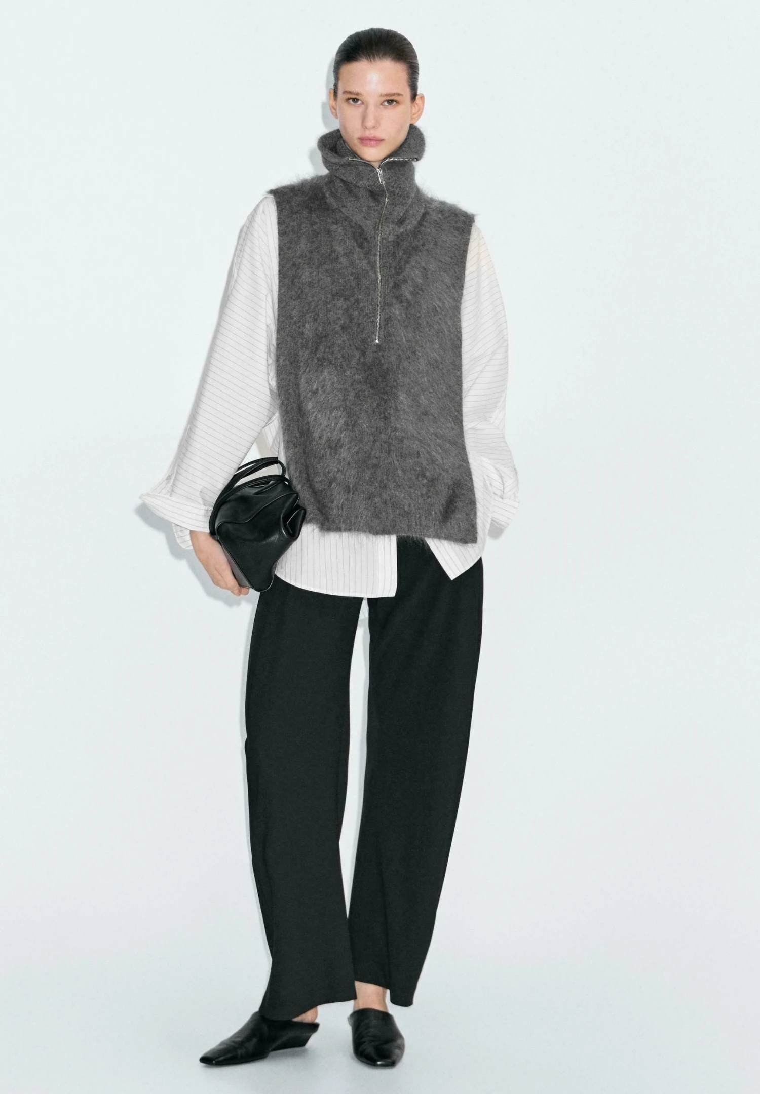 Massimo Dutti LONG ZIPPED - Cape - Grey 4 Massimo Dutti LONG ZIPPED - Cape - Grey - Image 2