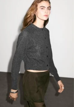 Massimo Dutti BUTTONED LONG SLEEVE WITH CREW NECK - Cardigan - Dark Grey -Massimo Dutti Shop 4f3d21deaddb4588a9473809518675d3