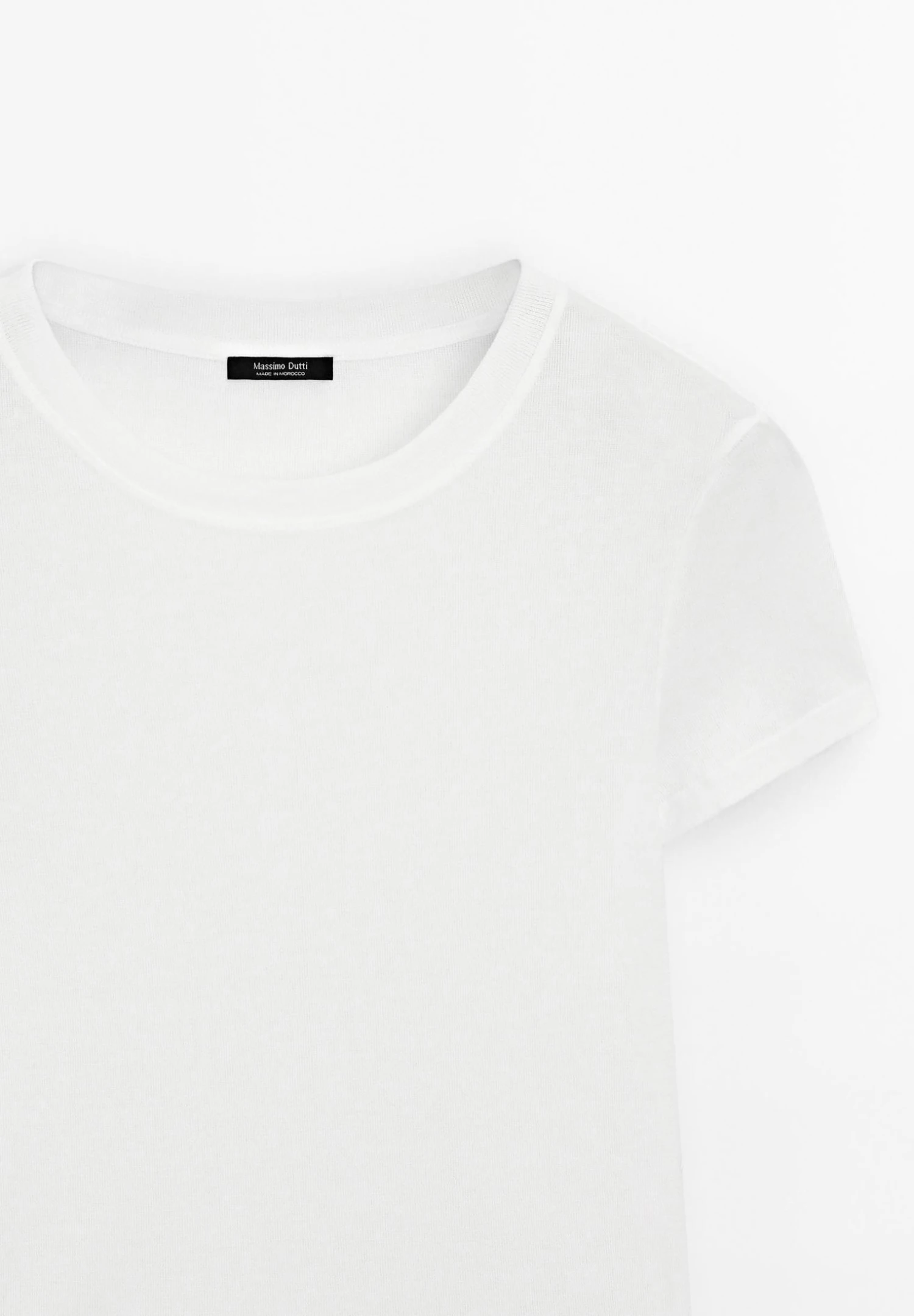 Massimo Dutti TEXTURED CREPE-EFFECT WITH CREW NECK - Basic T-shirt - White 8 Massimo Dutti TEXTURED CREPE-EFFECT WITH CREW NECK - Basic T-shirt - White - Image 6