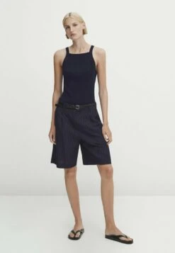 Massimo Dutti With Square Neckline - Top - Dark Blue -Massimo Dutti Shop 4f76bacde0e94311900843964b5f210f