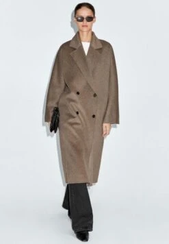 Massimo Dutti DOUBLE-BREASTED - Classic Coat - Dark Brown