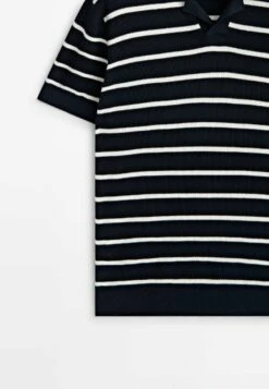 Massimo Dutti Short Sleeve Striped - Polo Shirt - Dark Blue -Massimo Dutti Shop 4f8ecd783b2448038a63341d56f1e0d9