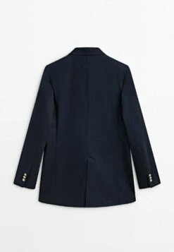 Massimo Dutti Mock Double-Breasted Buttoned - Short Coat - Dark Blue -Massimo Dutti Shop 4f9a5a13c361410eb1f2d307bffc6e63