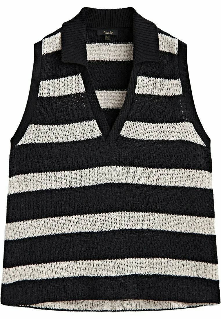 Massimo Dutti Textured Striped Sleeveless - Polo Shirt - Black 7 Massimo Dutti Textured Striped Sleeveless - Polo Shirt - Black - Image 5