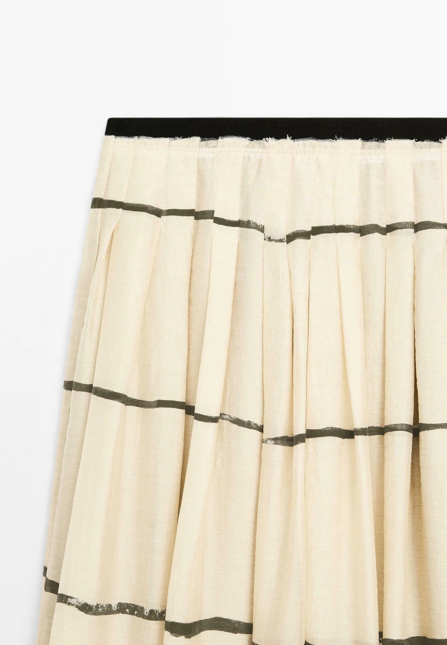 Massimo Dutti STRIPED FLOWING MIDI - Pleated Skirt - Beige 10 Massimo Dutti STRIPED FLOWING MIDI - Pleated Skirt - Beige - Image 8