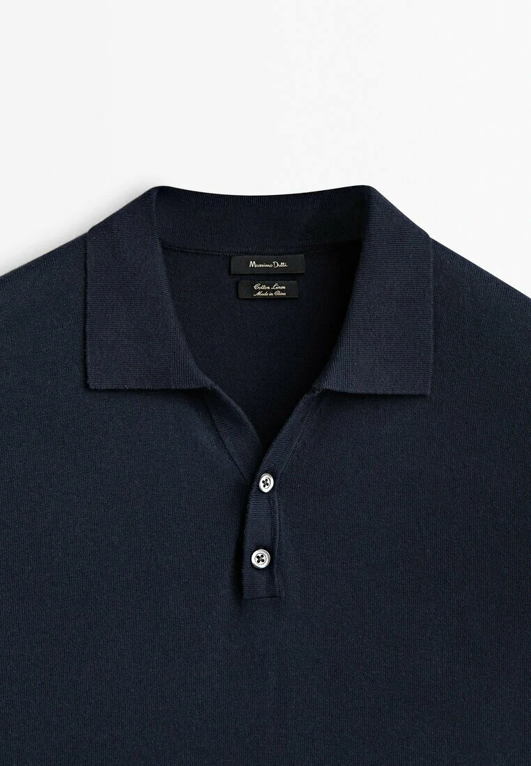 Massimo Dutti With V-Neck And Buttons - Polo Shirt - Blue 11 Massimo Dutti With V-Neck And Buttons - Polo Shirt - Blue - Image 9