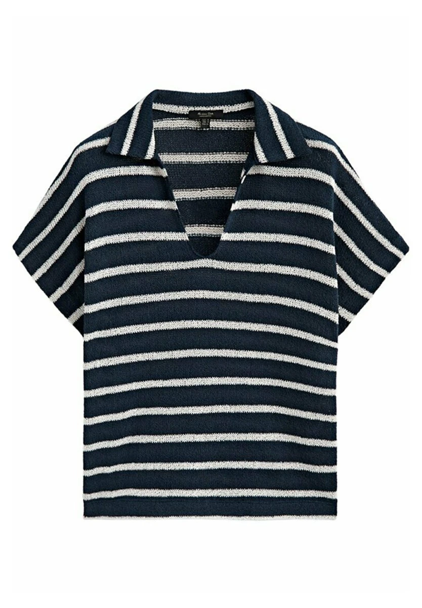 Massimo Dutti Blend Striped - Polo Shirt - Dark Blue 6 Massimo Dutti Blend Striped - Polo Shirt - Dark Blue - Image 4