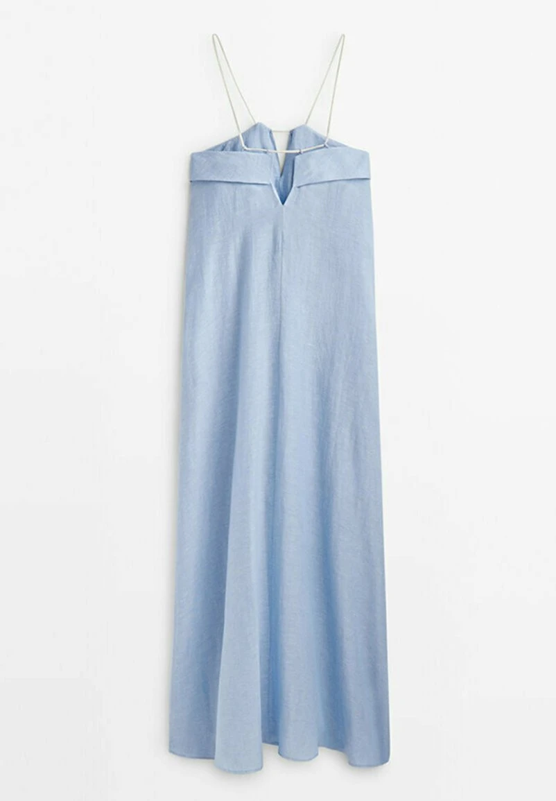 Massimo Dutti Long With Neckline And Cord Straps- Day Dress - Light Blue 5 Massimo Dutti Long With Neckline And Cord Straps- Day Dress - Light Blue - Image 3