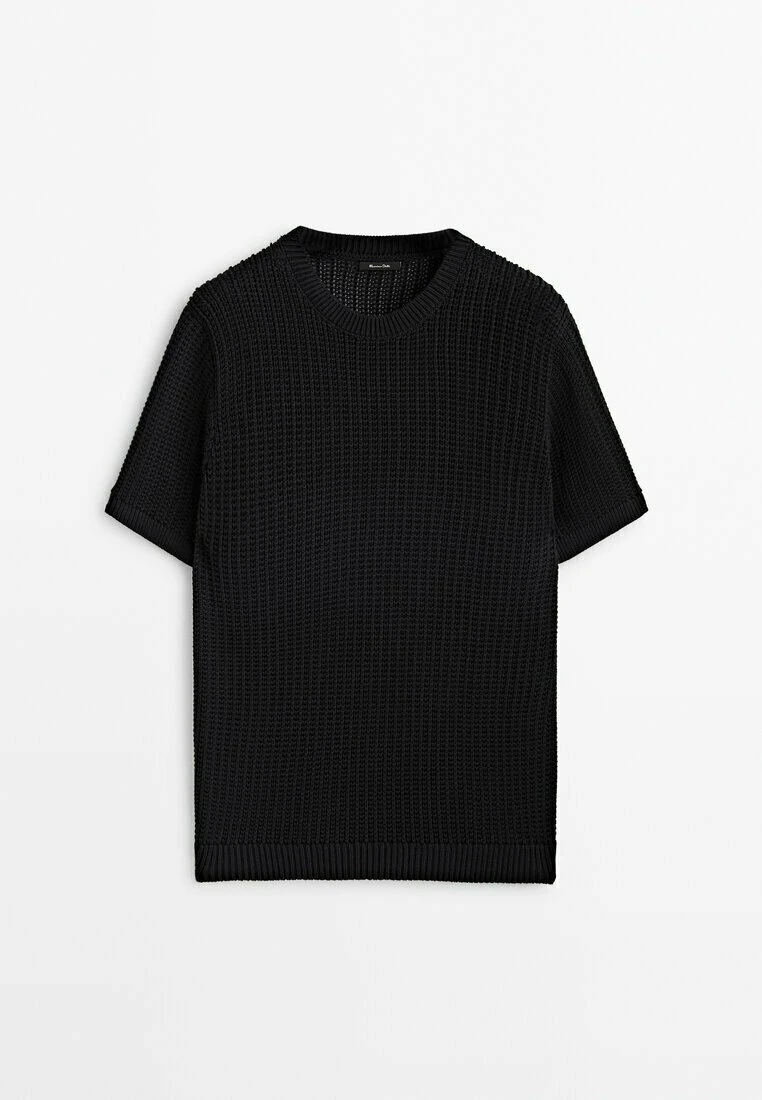 Massimo Dutti Crochet With Short Sleeves- Basic T-Shirt - Black 12 Massimo Dutti Crochet With Short Sleeves- Basic T-Shirt - Black - Image 10