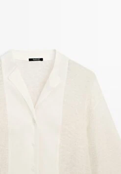 Massimo Dutti GARMENT WITH FABRIC DETAIL - Button-down Blouse - Beige -Massimo Dutti Shop 5038feaaee0048f48c90ea493e07dd71