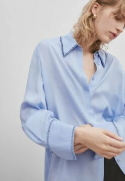 Massimo Dutti Studio Flowing With Rhinestone Detail 09407954 - Button-Down Blouse - Light Blue -Massimo Dutti Shop 503a66a64725465c8e160a1363fd2a7a